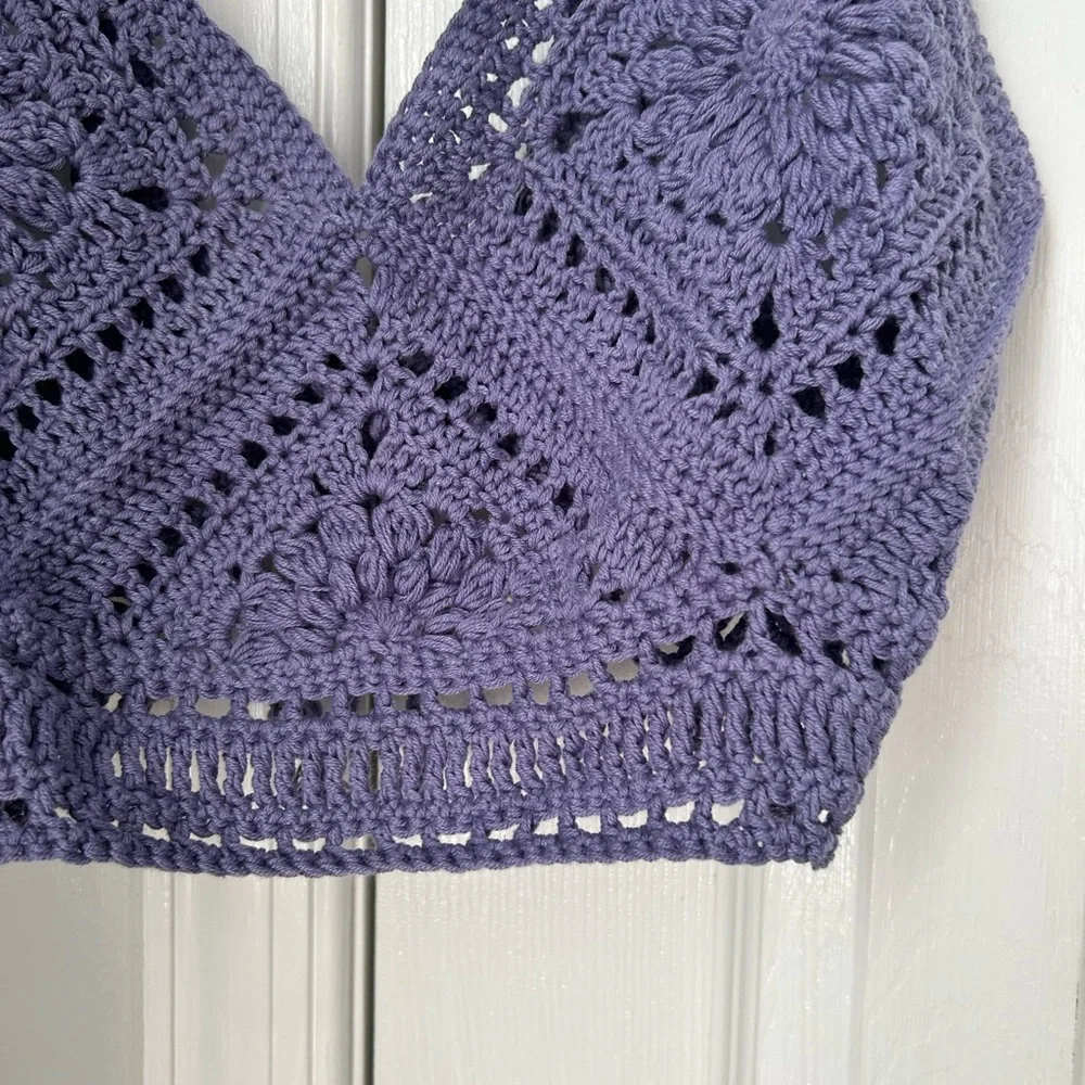Handmade! Purple Crochet Knit Tank Top - Picture 4 of 5